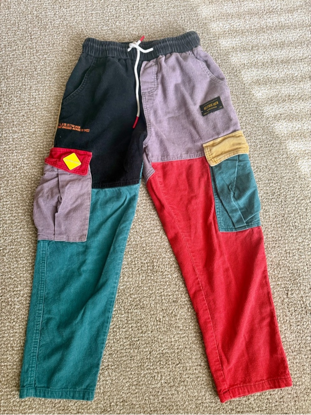 AELFRIC EDEN "BACK TO 90'S" PATCHWORK COLOR BLOCK CORDUROY PANTS - Size Small